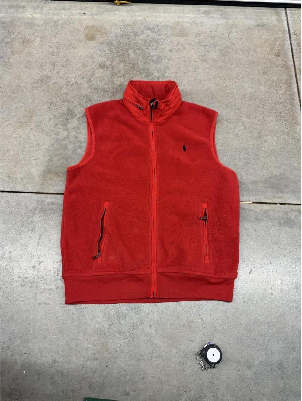 vintage polo ralph lauren red fleece vest size large